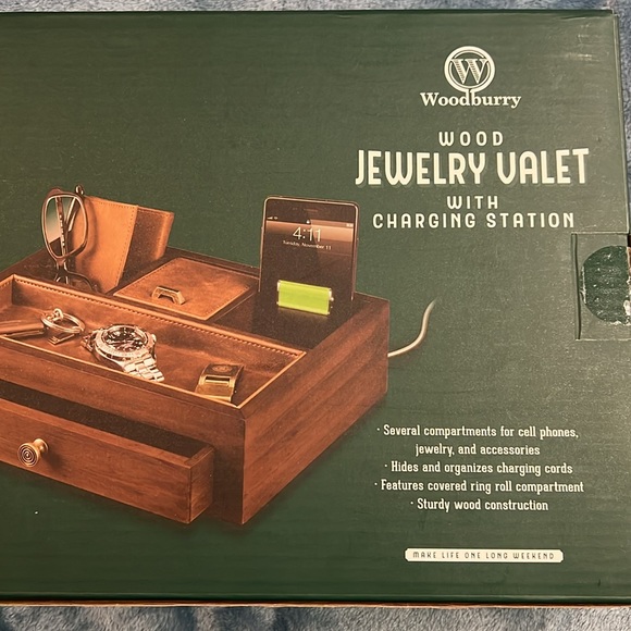 Wood jewelry valet with charging station - Picture 2 of 2